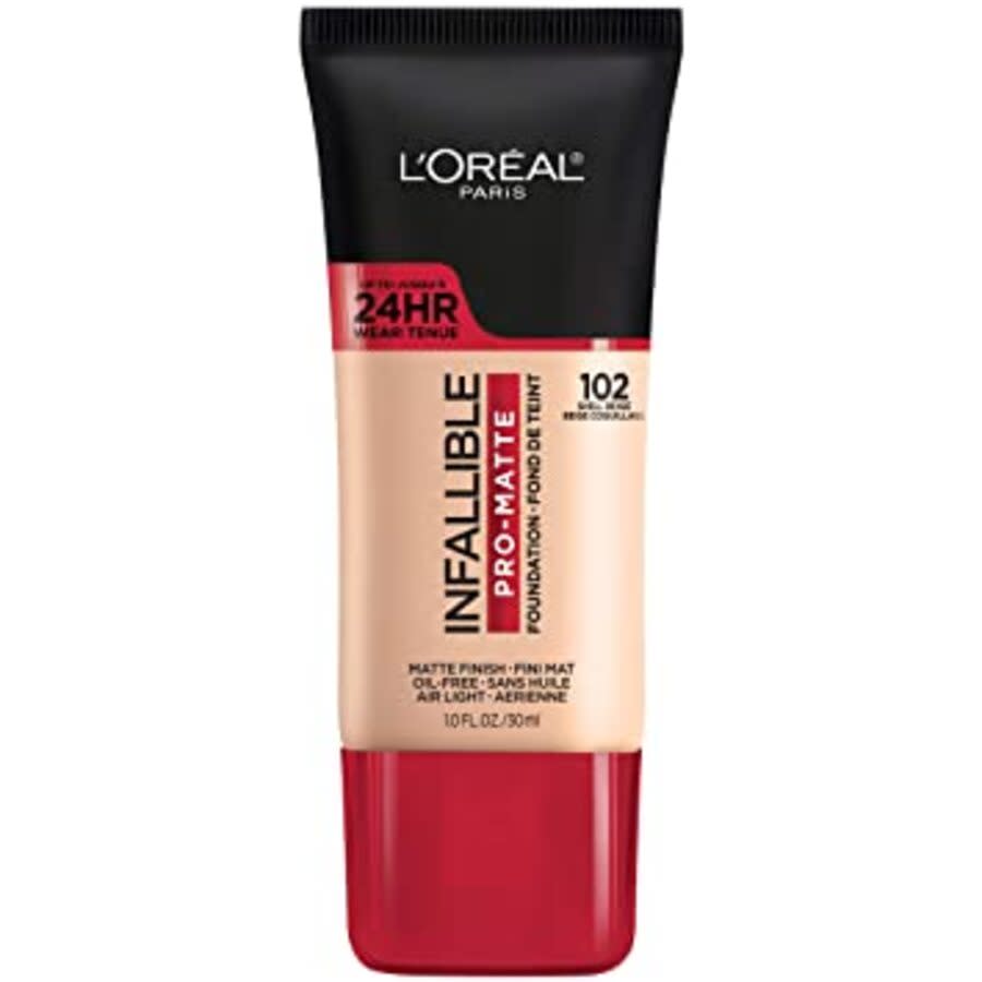 L'Oreal Ladies Infallible Pro-Matte Liquid Longwear Foundation Liquid 1 oz Shell Beige 102 Makeup 071249293003