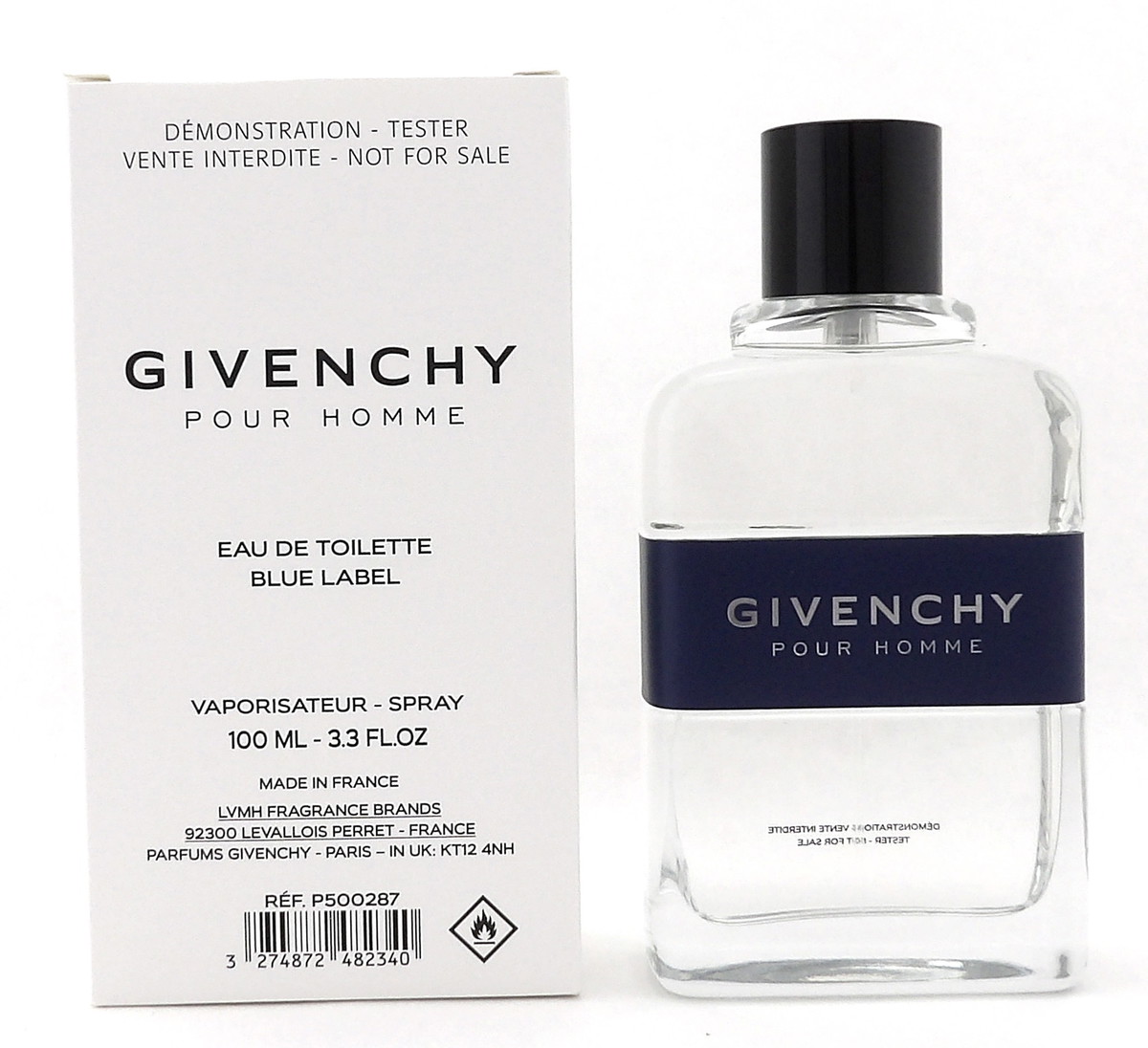 Givenchy Mens Pour Homme Blue Label EDT Spray 3.4 oz (Tester) Fragrances 3274872482340