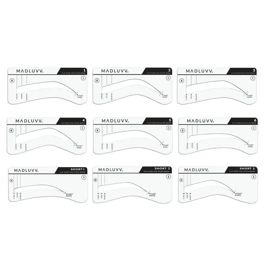Madluvv Ladies Set of 9 Brow Stencils 9 pcs Gift Set Makeup 099999101333